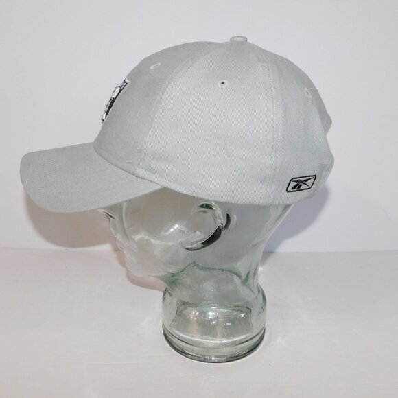 Reebok NFL Oakland Las Vegas RAIDERS Gray Strapback Cap Hat Raised Logo - Picture 10 of 11